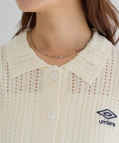 UMBRO（アンブロ）の「【アンブロ】透かし編みポロ衿ショートカーディガン（カーディガン/ボレロ・レディース・アイボリー/ブラック・L/M）」の10枚目の写真