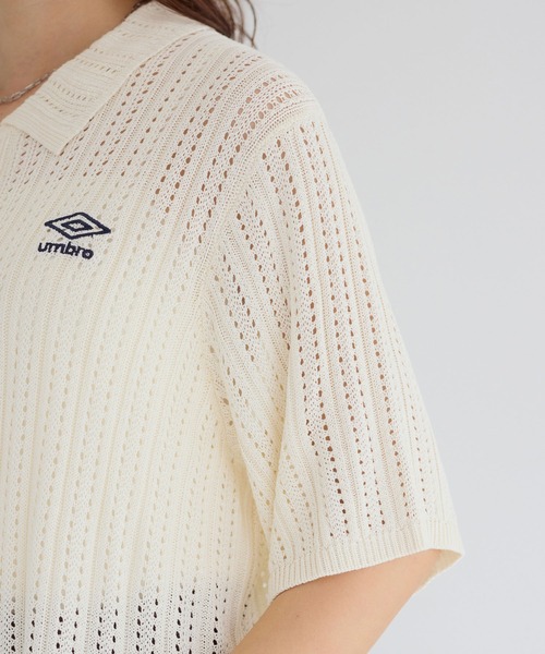 UMBRO（アンブロ）の「【アンブロ】透かし編みポロ衿ショートカーディガン（カーディガン/ボレロ・レディース・アイボリー/ブラック・L/M）」の11枚目の写真