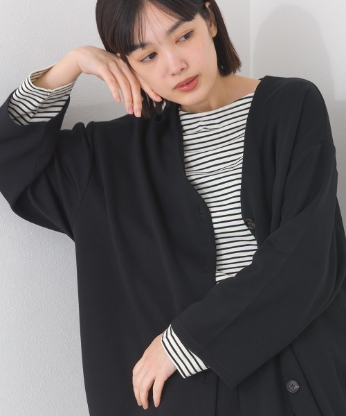 OMNES（オムネス）の「ソフトポンチノーカラー長袖カーディガン UVカット花粉ガード付（カーディガン/ボレロ・レディース・ライトグレー/ベージュ/ライトピンク/ブラック・FREE）」の13枚目の写真