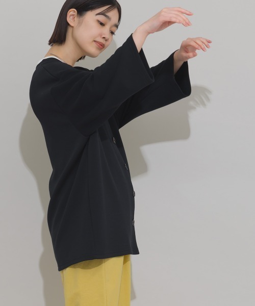 OMNES（オムネス）の「ソフトポンチノーカラー長袖カーディガン UVカット花粉ガード付（カーディガン/ボレロ・レディース・ライトグレー/ベージュ/ライトピンク/ブラック・FREE）」の16枚目の写真