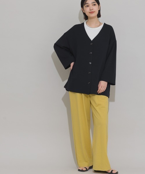 OMNES（オムネス）の「ソフトポンチノーカラー長袖カーディガン UVカット花粉ガード付（カーディガン/ボレロ・レディース・ライトグレー/ベージュ/ライトピンク/ブラック・FREE）」の17枚目の写真