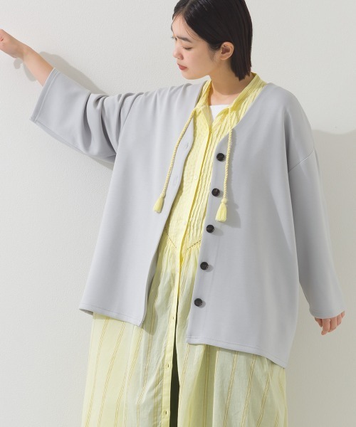 OMNES（オムネス）の「ソフトポンチノーカラー長袖カーディガン UVカット花粉ガード付（カーディガン/ボレロ・レディース・ライトグレー/ベージュ/ライトピンク/ブラック・FREE）」の18枚目の写真
