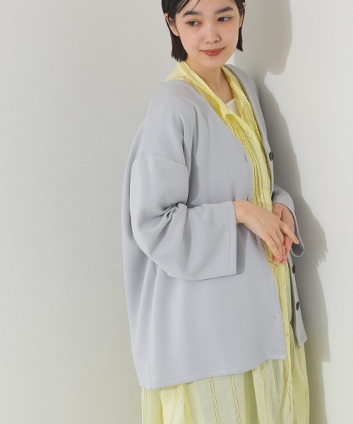 OMNES（オムネス）の「ソフトポンチノーカラー長袖カーディガン UVカット花粉ガード付（カーディガン/ボレロ・レディース・ライトグレー/ベージュ/ライトピンク/ブラック・FREE）」の20枚目の写真