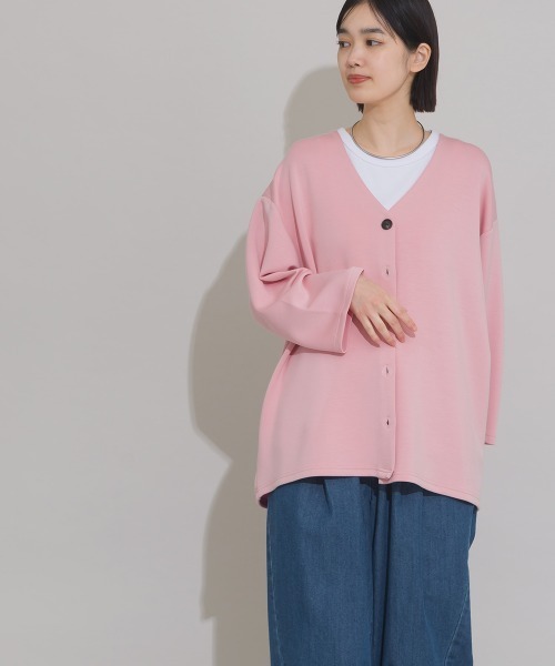 OMNES（オムネス）の「ソフトポンチノーカラー長袖カーディガン UVカット花粉ガード付（カーディガン/ボレロ・レディース・ライトグレー/ベージュ/ライトピンク/ブラック・FREE）」の6枚目の写真