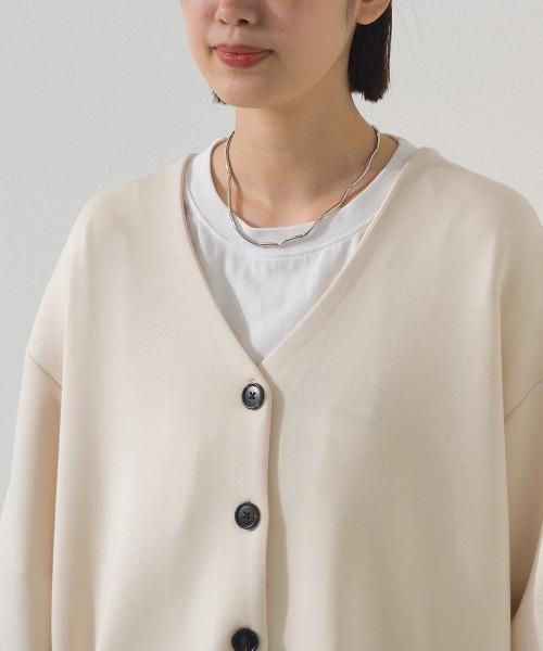 OMNES（オムネス）の「ソフトポンチノーカラー長袖カーディガン UVカット花粉ガード付（カーディガン/ボレロ・レディース・ライトグレー/ベージュ/ライトピンク/ブラック・FREE）」の8枚目の写真