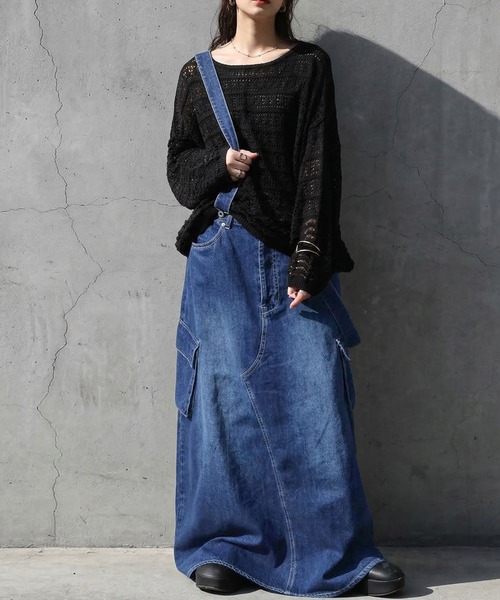 antiqua(アンティカ)の「デニム スカート サロペット(デニムスカート・レディース・ブルー系その他/ライトブルー・ONESIZE)」の2枚目の写真