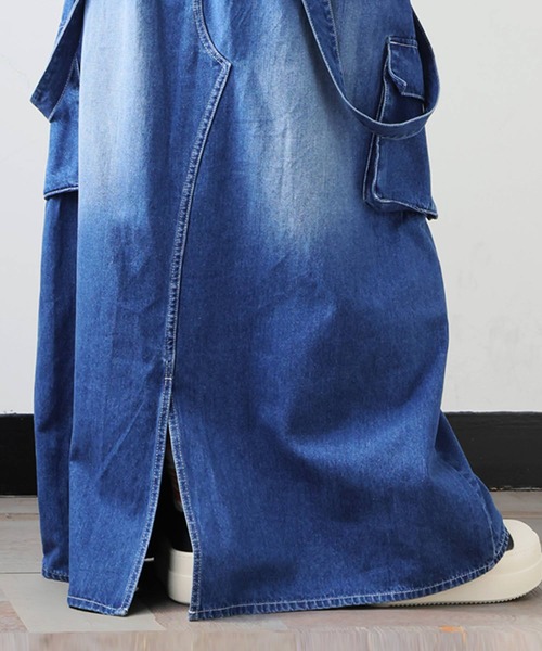 antiqua(アンティカ)の「デニム スカート サロペット(デニムスカート・レディース・ブルー系その他/ライトブルー・ONESIZE)」の4枚目の写真