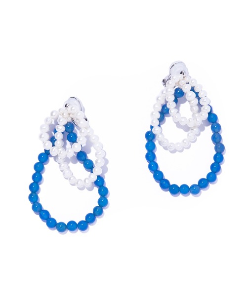 IRIS47(イリスフォーセブン)の「【IRIS 47】fabiana blue agate earring/ファビアナ ブルーアゲート イヤリング JSV16(イヤリング・レディース・ブルー・FREE)」の1枚目の写真