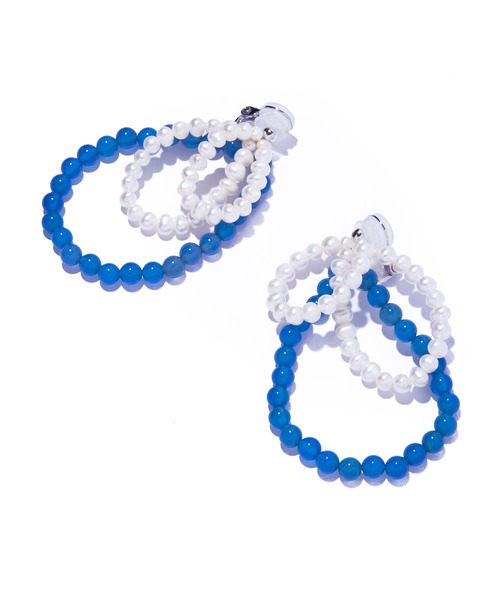 IRIS47(イリスフォーセブン)の「【IRIS 47】fabiana blue agate earring/ファビアナ ブルーアゲート イヤリング JSV16(イヤリング・レディース・ブルー・FREE)」の2枚目の写真