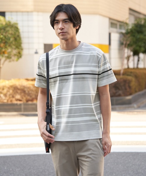 ikka(イッカ)の「【MonoMax × 小泉孝太郎】冷感DRYポンチボーダーTシャツ「小泉孝太郎さん着用モデル」(Tシャツ/カットソー・メンズ・グレー/ホワイト/ネイビー/ベージュ・M/XL/L/S)」の14枚目の写真