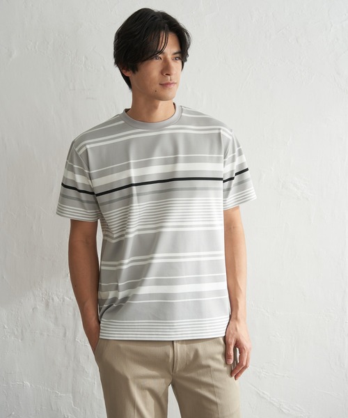 ikka(イッカ)の「【MonoMax × 小泉孝太郎】冷感DRYポンチボーダーTシャツ「小泉孝太郎さん着用モデル」(Tシャツ/カットソー・メンズ・グレー/ホワイト/ネイビー/ベージュ・M/XL/L/S)」の22枚目の写真