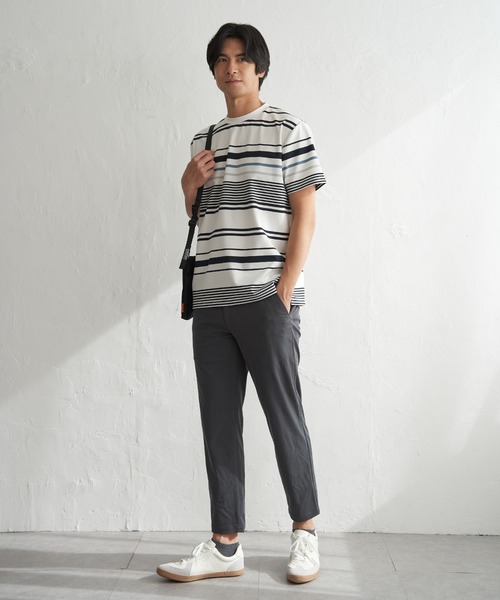 ikka(イッカ)の「【MonoMax × 小泉孝太郎】冷感DRYポンチボーダーTシャツ「小泉孝太郎さん着用モデル」(Tシャツ/カットソー・メンズ・グレー/ホワイト/ネイビー/ベージュ・M/XL/L/S)」の20枚目の写真
