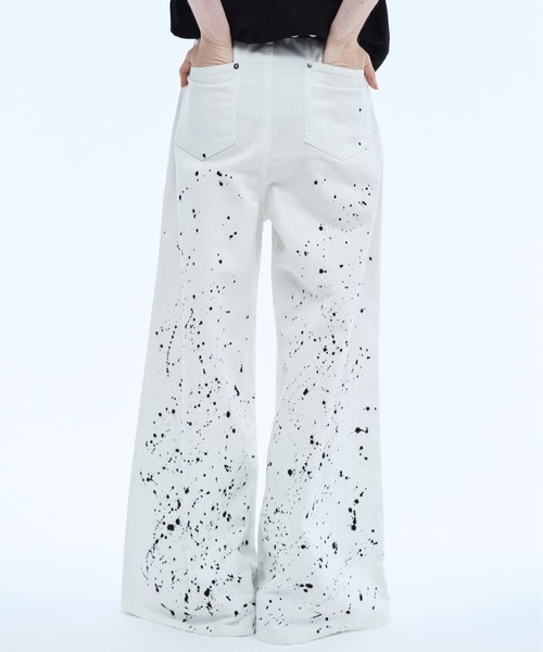 seyto（セイト）の「Hand paint wide buggy flare denim pants / ハンドペイントワイドバギーデニムパンツ（デニムパンツ・メンズ・ホワイト/ブラック・1/2/3）」の3枚目の写真
