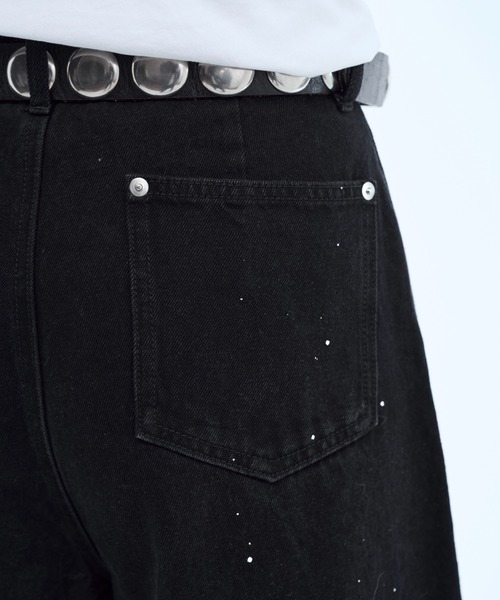 seyto（セイト）の「Hand paint wide buggy flare denim pants / ハンドペイントワイドバギーデニムパンツ（デニムパンツ・メンズ・ホワイト/ブラック・1/2/3）」の4枚目の写真