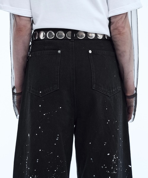 seyto（セイト）の「Hand paint wide buggy flare denim pants / ハンドペイントワイドバギーデニムパンツ（デニムパンツ・メンズ・ホワイト/ブラック・1/2/3）」の5枚目の写真