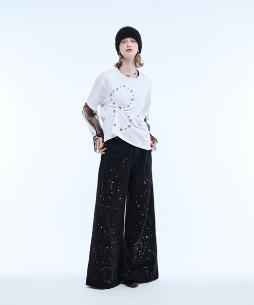 seyto（セイト）の「Hand paint wide buggy flare denim pants / ハンドペイントワイドバギーデニムパンツ（デニムパンツ・メンズ・ホワイト/ブラック・1/2/3）」の15枚目の写真