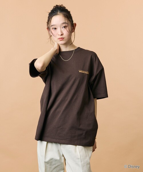 売切希望 宮崎限定 ミッキー  T  黒 Ｌ ミッキーマウス / LOVELESS限定】プリントTシャツ(フロントシルエット