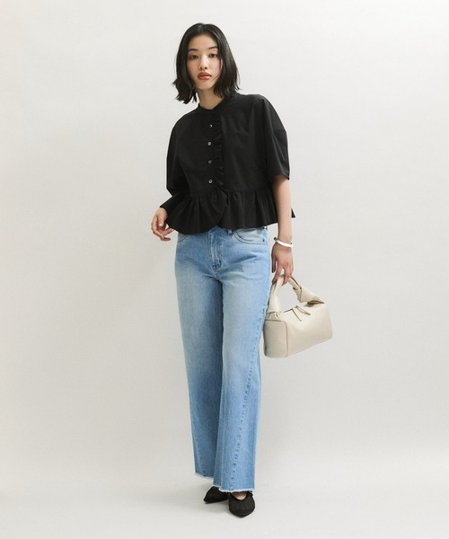 ADAM ET ROPE'(アダムエロペ)の「【サステナブル】・【定番】フリルブラウス(シャツ/ブラウス・レディース・ブラック/サックスブルー/ホワイト・FREE)」の12枚目の写真