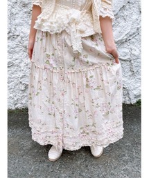 唐さん専用美品✨PINK HOUSE ピンクハウス　ティアード　レース　スカート PINK HOUSE（ピンクハウス） スカート フリル使いローンスカート