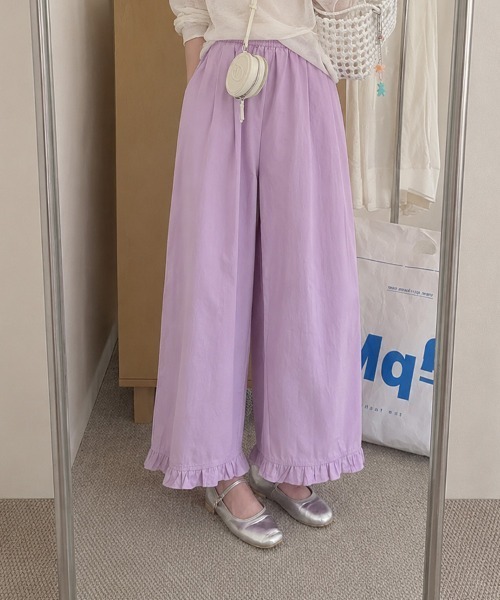 mielu(ミエル)の「ハイウエストフリルパンツ(その他パンツ・レディース・パープル/グレー/ホワイト/イエロー・LARGE/MEDIUM)」の1枚目の写真