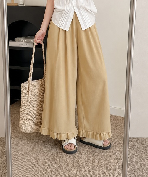 mielu(ミエル)の「ハイウエストフリルパンツ(その他パンツ・レディース・パープル/グレー/ホワイト/イエロー・LARGE/MEDIUM)」の4枚目の写真
