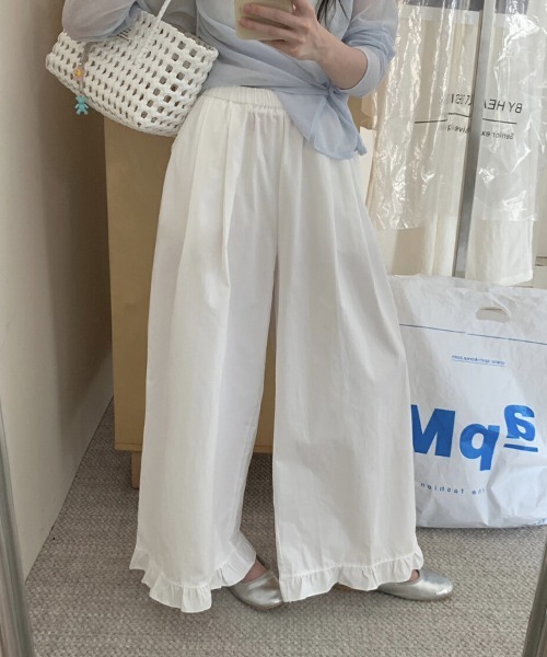 mielu(ミエル)の「ハイウエストフリルパンツ(その他パンツ・レディース・パープル/グレー/ホワイト/イエロー・LARGE/MEDIUM)」の7枚目の写真