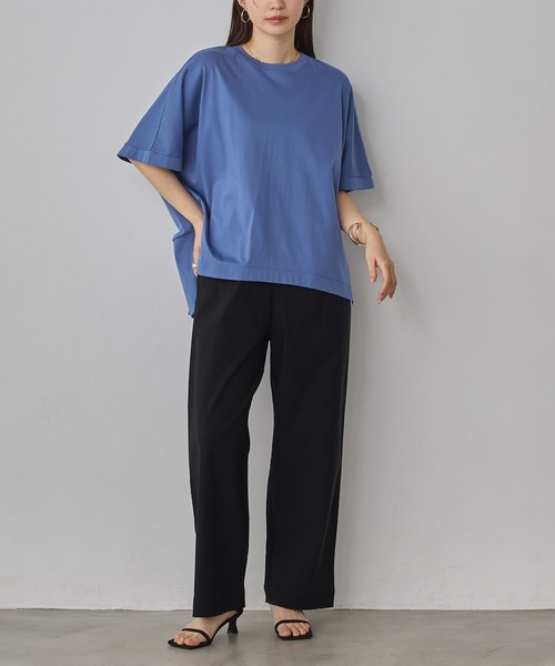 hunch（ハンチ）の「コンパクトスムース オーバー無地Tシャツ（Tシャツ/カットソー・レディース・ブルー/オフホワイト/ブラック・FREE）」の14枚目の写真