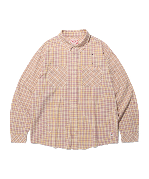 AECA（エイカ）の「PAINTED CHECK SHIRT-PINK（シャツ/ブラウス・レディース・その他・S/M/L）」の9枚目の写真