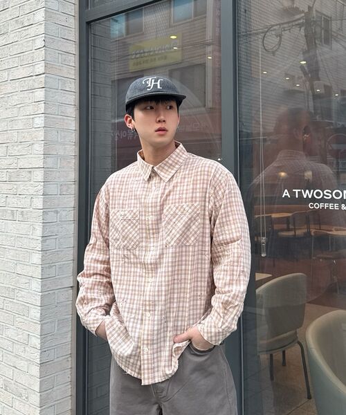 AECA（エイカ）の「PAINTED CHECK SHIRT-PINK（シャツ/ブラウス・レディース・その他・S/M/L）」の7枚目の写真