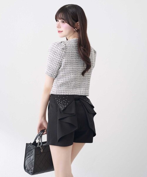 Belle Charme(ベルシャルム)の「【Belle Charme】Pearl Neck Tweed Jacket(その他アウター・レディース・オフホワイト/ピンク/ブラック・FREE)」の9枚目の写真