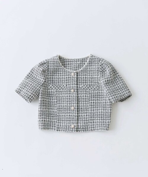 Belle Charme(ベルシャルム)の「【Belle Charme】Pearl Neck Tweed Jacket(その他アウター・レディース・オフホワイト/ピンク/ブラック・FREE)」の8枚目の写真