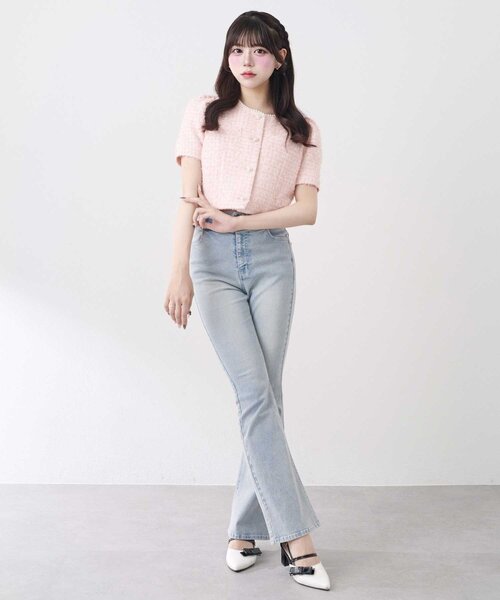 Belle Charme(ベルシャルム)の「【Belle Charme】Pearl Neck Tweed Jacket(その他アウター・レディース・オフホワイト/ピンク/ブラック・FREE)」の19枚目の写真