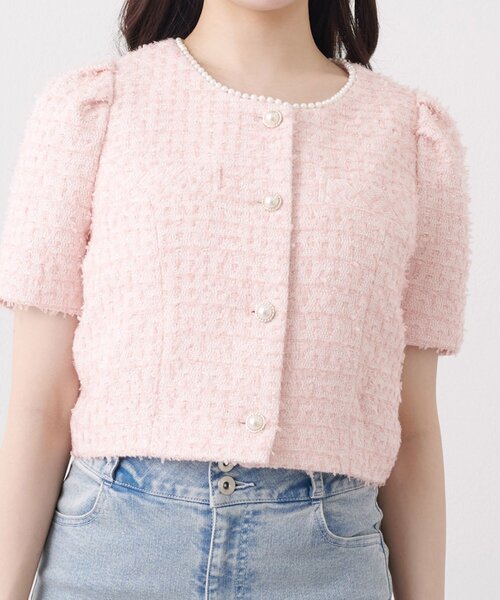 Belle Charme(ベルシャルム)の「【Belle Charme】Pearl Neck Tweed Jacket(その他アウター・レディース・オフホワイト/ピンク/ブラック・FREE)」の18枚目の写真