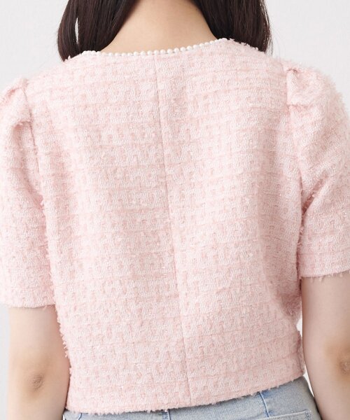 Belle Charme(ベルシャルム)の「【Belle Charme】Pearl Neck Tweed Jacket(その他アウター・レディース・オフホワイト/ピンク/ブラック・FREE)」の16枚目の写真