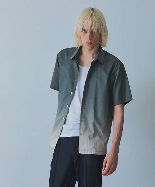 5351 POUR LES HOMMES(ゴーサンゴーイチプールオム)の「グラデーション ストライプシャツ(シャツ/ブラウス・メンズ・グリーン/ブラック・48/46/44/50)」の13枚目の写真