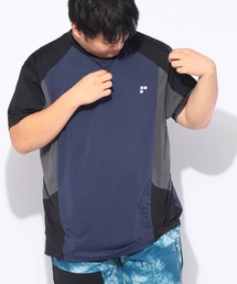 Tシャツ 半袖 カチオン杢 切替 メンズ 大きいサイズ ドライ ストレッチ クルーネック カットソー EXCELLENT FINE (エクセレントファイン)