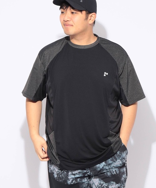 EXCELLENT FINE(エクセレント ファイン)の「Tシャツ 半袖 カチオン杢 切替 メンズ 大きいサイズ ドライ ストレッチ クルーネック カットソー EXCELLENT FINE (エクセレントファイン)(Tシャツ/カットソー・メンズ・ダークグレー/ネイビー/ブラック・X1(3L~4L)/X2(4L~5L)/X3(6L~7L))」の2枚目の写真