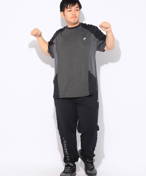 EXCELLENT FINE(エクセレント ファイン)の「Tシャツ 半袖 カチオン杢 切替 メンズ 大きいサイズ ドライ ストレッチ クルーネック カットソー EXCELLENT FINE (エクセレントファイン)(Tシャツ/カットソー・メンズ・ダークグレー/ネイビー/ブラック・X1(3L~4L)/X2(4L~5L)/X3(6L~7L))」の19枚目の写真