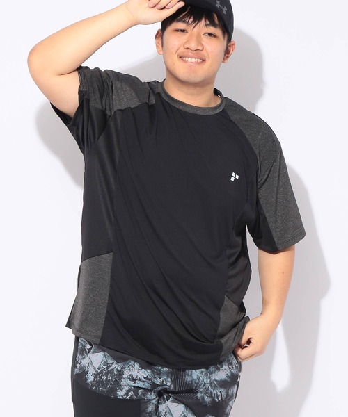 EXCELLENT FINE(エクセレント ファイン)の「Tシャツ 半袖 カチオン杢 切替 メンズ 大きいサイズ ドライ ストレッチ クルーネック カットソー EXCELLENT FINE (エクセレントファイン)(Tシャツ/カットソー・メンズ・ダークグレー/ネイビー/ブラック・X1(3L~4L)/X2(4L~5L)/X3(6L~7L))」の8枚目の写真