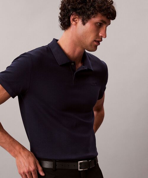 Calvin Klein（カルバン・クライン）の「ショートスリーブインターロックスリムポロシャツ（ポロシャツ・メンズ・ブラック/ホワイト/ネイビー・L/M/S/XL）」の7枚目の写真