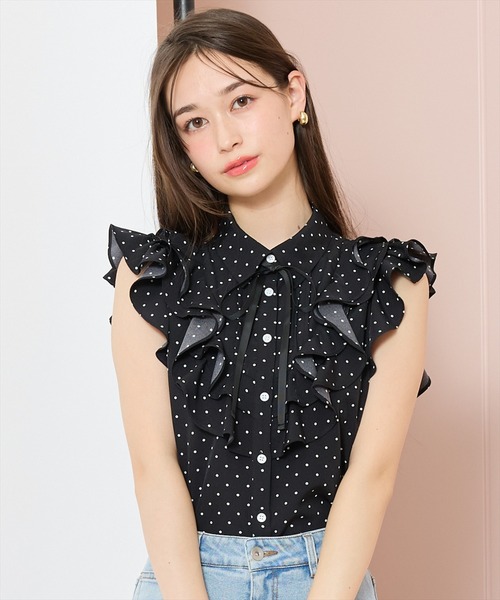 WILLSELECTION(ウィルセレクション)の「ラッフルフリルノースリーブブラウス(シャツ/ブラウス・レディース・オフホワイト/ホワイト系その他/ブラック系その他・FREE)」の5枚目の写真
