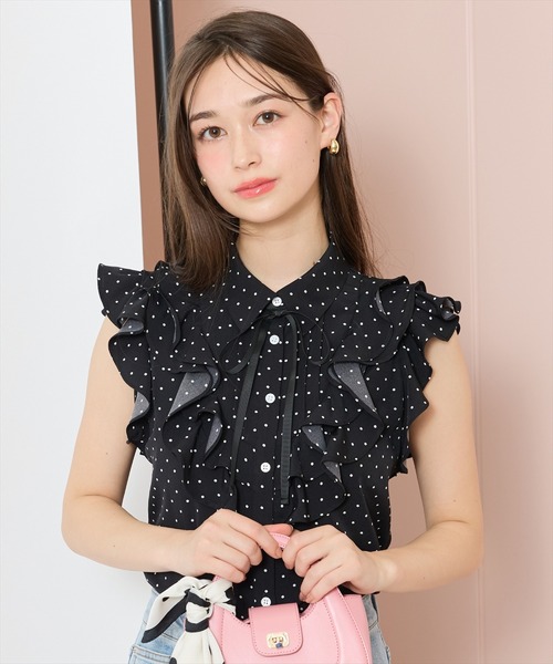WILLSELECTION(ウィルセレクション)の「ラッフルフリルノースリーブブラウス(シャツ/ブラウス・レディース・オフホワイト/ホワイト系その他/ブラック系その他・FREE)」の4枚目の写真
