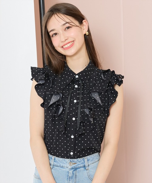 WILLSELECTION(ウィルセレクション)の「ラッフルフリルノースリーブブラウス(シャツ/ブラウス・レディース・オフホワイト/ホワイト系その他/ブラック系その他・FREE)」の6枚目の写真