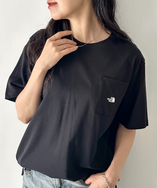 THE NORTH FACE(ザノースフェイス)の「THE NORTH FACE(ザ・ノースフェイス)/ワンポイントロゴプリント クルーネック 半袖 コットン Tシャツ ポケT/M'S ESSENCE S/S R/TEE(Tシャツ/カットソー・レディース・ブラック/ライトベージュ/ミント/ホワイト・M/L/XL/XXL)」の6枚目の写真