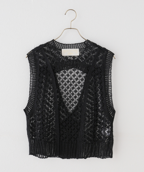 PHOTOCOPIEU(フォトコピュー)の「PHOTOCOPIEU フォトコピュー CROCHET ニットベスト CHANTAL / 261CTL(ベスト・レディース・アイボリー/ブラック・FREE)」の6枚目の写真