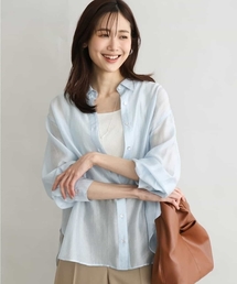 MK MICHEL KLEIN（エムケーミッシェルクラン）の「[接触冷感 洗える]ドビーストライプ柄シアーシャツブラウス（シャツ/ブラウス）」