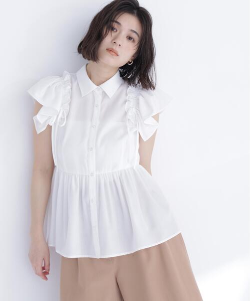 NATURAL BEAUTY BASIC(ナチュラルビューティーベーシック)の「サイドリボンペプラムシャツ(シャツ/ブラウス・レディース・ブラウン/イエロー/オフホワイト・フリ-)」の2枚目の写真