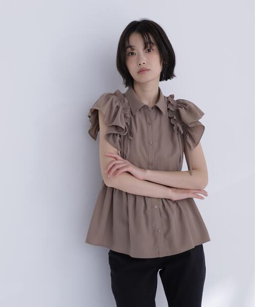NATURAL BEAUTY BASIC(ナチュラルビューティーベーシック)の「サイドリボンペプラムシャツ(シャツ/ブラウス・レディース・ブラウン/イエロー/オフホワイト・フリ-)」の12枚目の写真