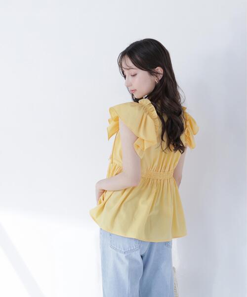 NATURAL BEAUTY BASIC(ナチュラルビューティーベーシック)の「サイドリボンペプラムシャツ(シャツ/ブラウス・レディース・ブラウン/イエロー/オフホワイト・フリ-)」の5枚目の写真