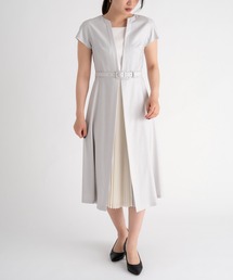 ジュエルストレッチ_センタープリーツ半袖ワンピース